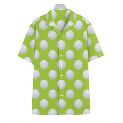 Green Golf Ball Pattern Print Hawaiian Shirt