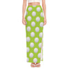 Green Golf Ball Pattern Print High Slit Maxi Skirt