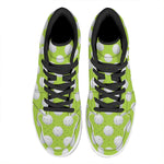 Green Golf Ball Pattern Print High Top Leather Sneakers