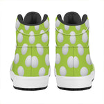 Green Golf Ball Pattern Print High Top Leather Sneakers