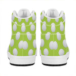 Green Golf Ball Pattern Print High Top Leather Sneakers
