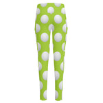 Green Golf Ball Pattern Print High-Waisted Pocket Leggings