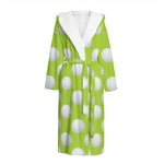 Green Golf Ball Pattern Print Hooded Bathrobe