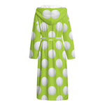 Green Golf Ball Pattern Print Hooded Bathrobe