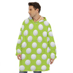Green Golf Ball Pattern Print Hoodie Blanket