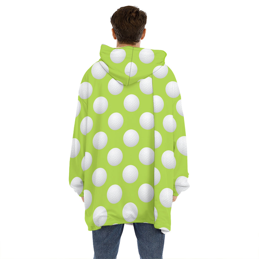 Green Golf Ball Pattern Print Hoodie Blanket