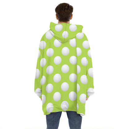Green Golf Ball Pattern Print Hoodie Blanket