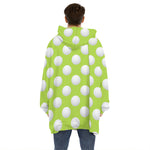 Green Golf Ball Pattern Print Hoodie Blanket