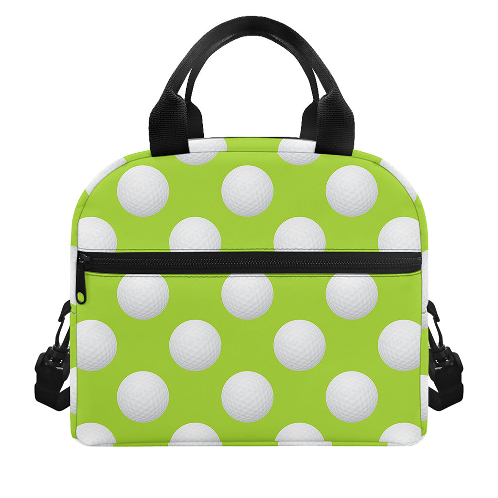 Green Golf Ball Pattern Print Insulated Lunch Bag