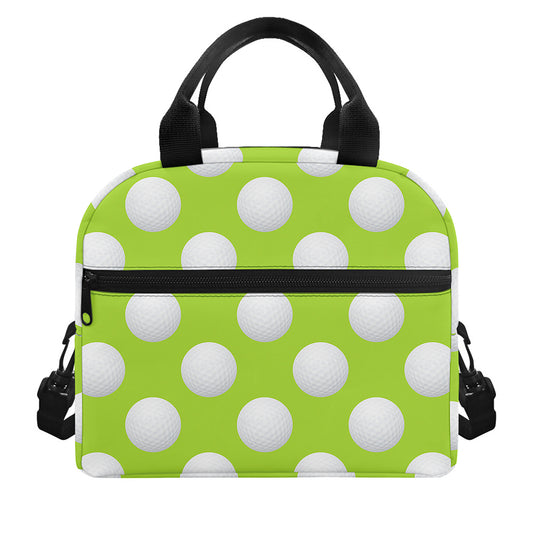 Green Golf Ball Pattern Print Insulated Lunch Bag