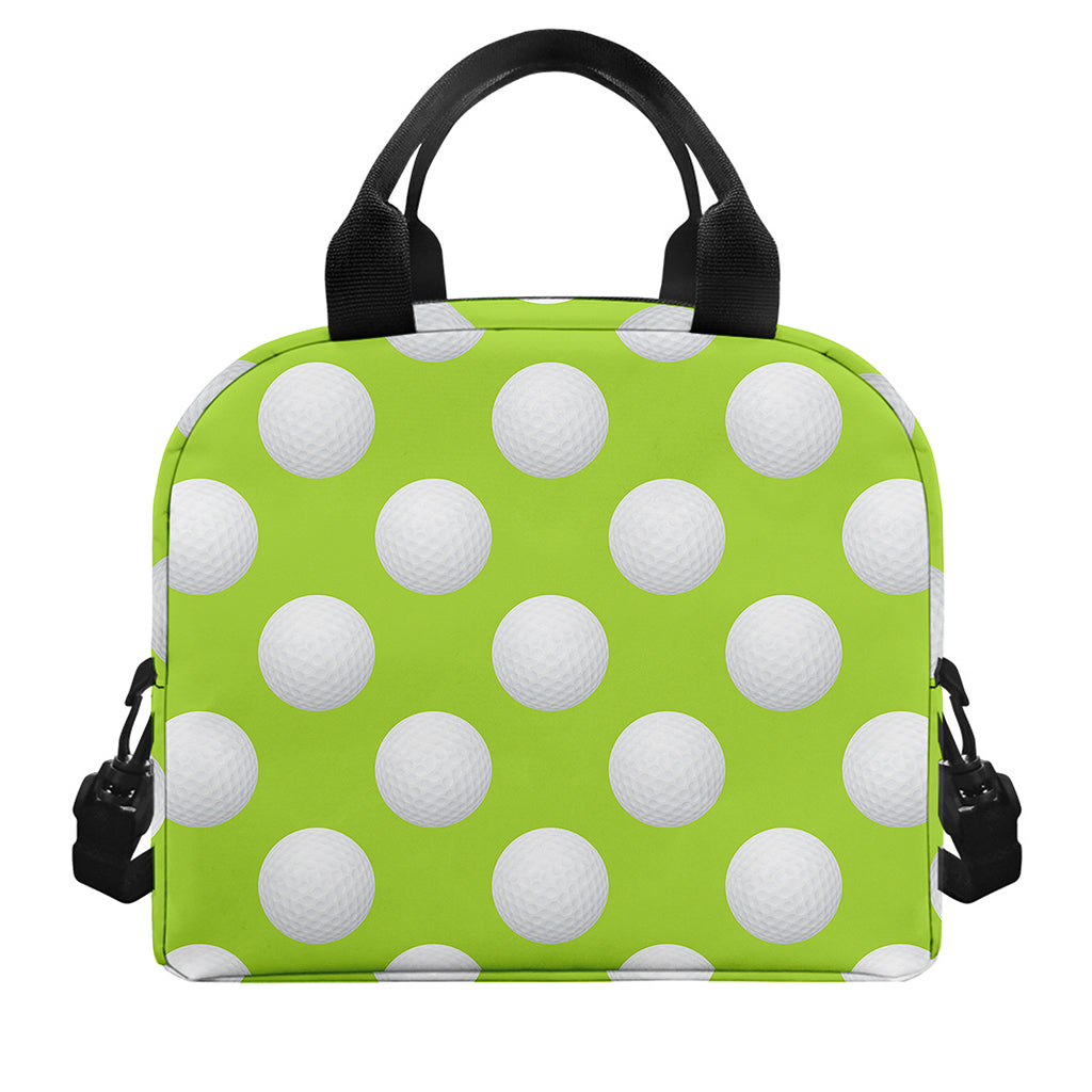 Green Golf Ball Pattern Print Insulated Lunch Bag