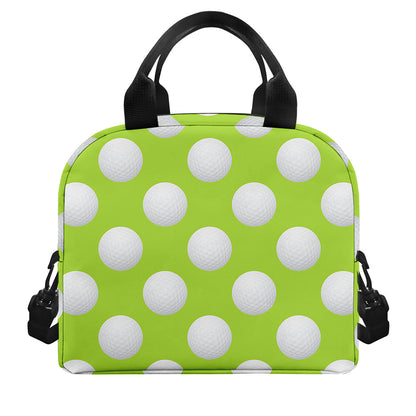 Green Golf Ball Pattern Print Insulated Lunch Bag