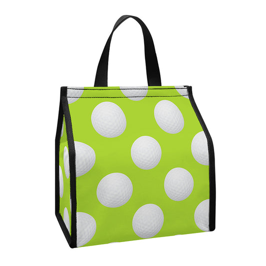 Green Golf Ball Pattern Print Insulated Lunch Tote