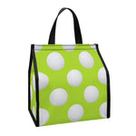 Green Golf Ball Pattern Print Insulated Lunch Tote