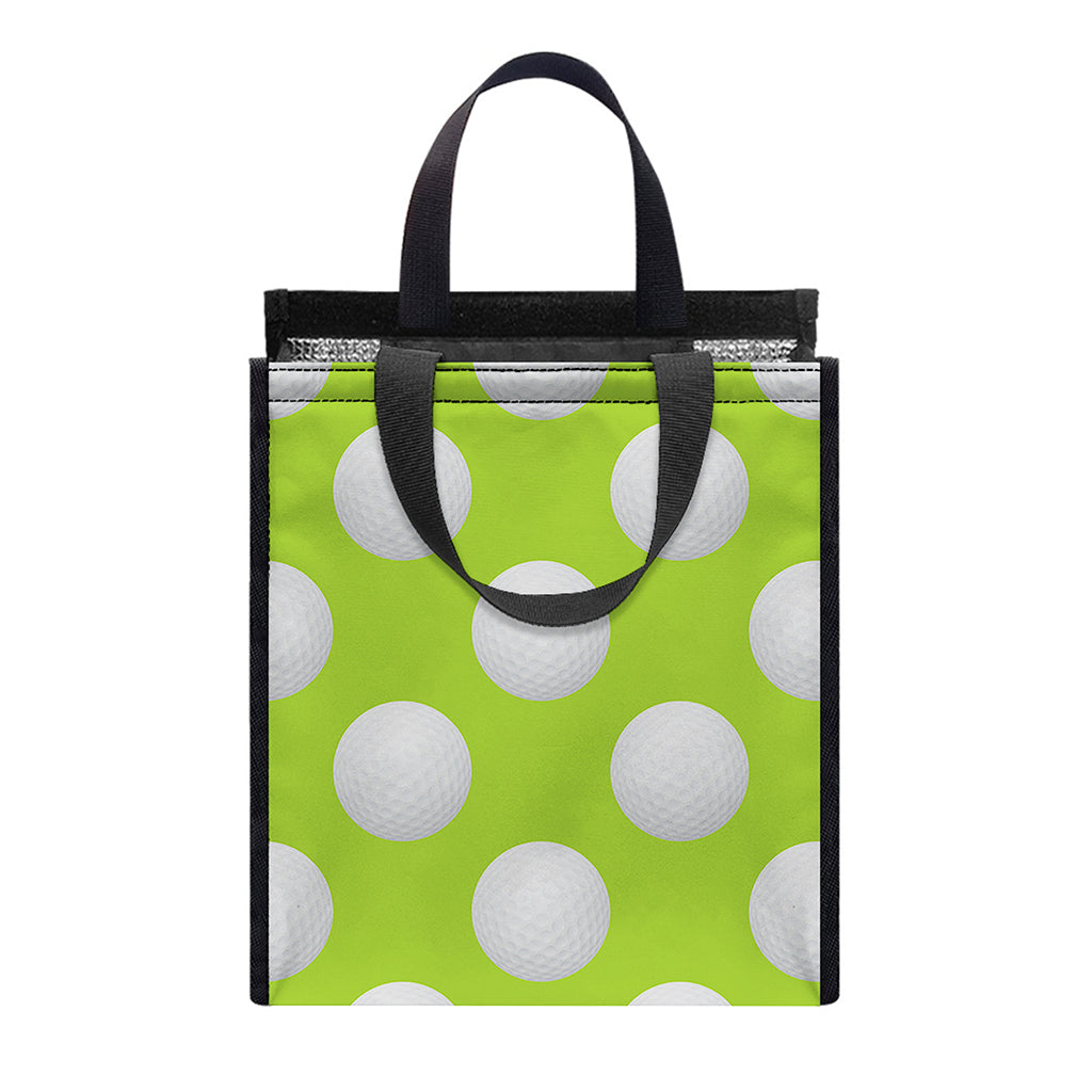 Green Golf Ball Pattern Print Insulated Lunch Tote