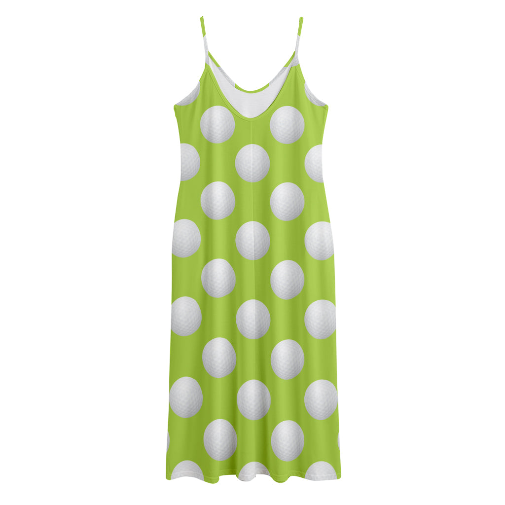 Green Golf Ball Pattern Print Jersey Midi Cami Dress