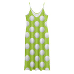 Green Golf Ball Pattern Print Jersey Midi Cami Dress