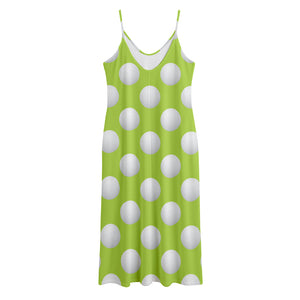 Green Golf Ball Pattern Print Jersey Midi Cami Dress