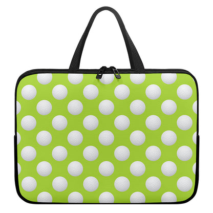 Green Golf Ball Pattern Print Laptop Sleeve With Handle