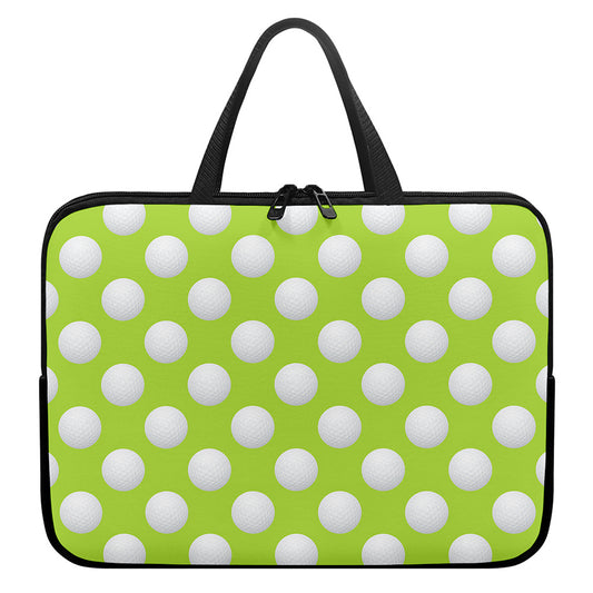 Green Golf Ball Pattern Print Laptop Sleeve With Handle
