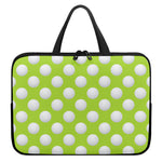 Green Golf Ball Pattern Print Laptop Sleeve With Handle