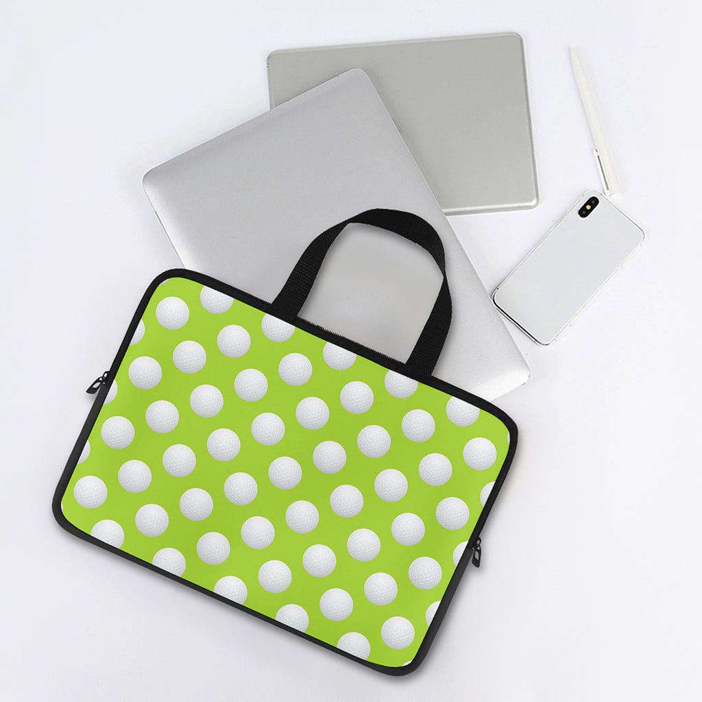 Green Golf Ball Pattern Print Laptop Sleeve With Handle