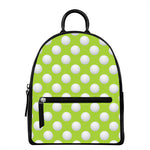 Green Golf Ball Pattern Print Leather Backpack