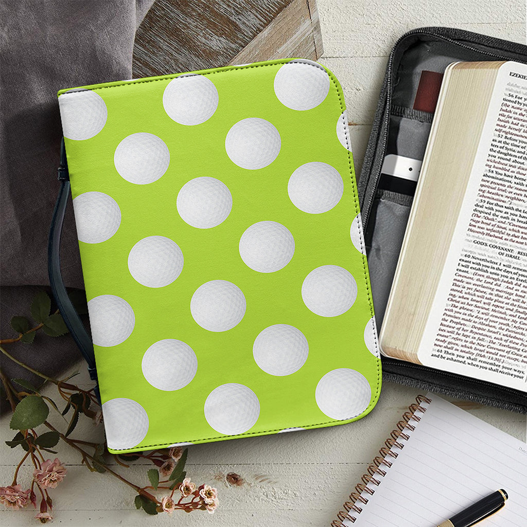 Green Golf Ball Pattern Print Leather Bible Cover