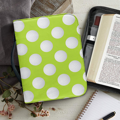 Green Golf Ball Pattern Print Leather Bible Cover