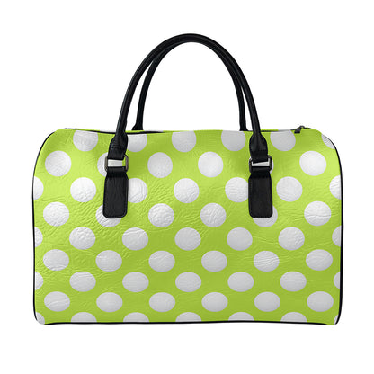 Green Golf Ball Pattern Print Leather Duffle Bag