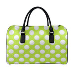 Green Golf Ball Pattern Print Leather Duffle Bag