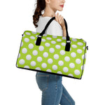 Green Golf Ball Pattern Print Leather Duffle Bag
