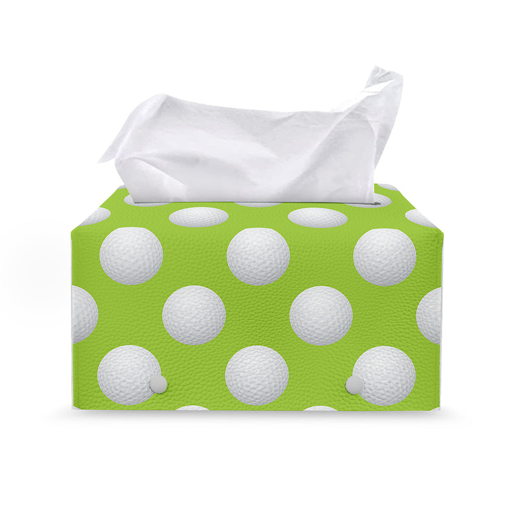 Green Golf Ball Pattern Print Leather Tissue Box Cover