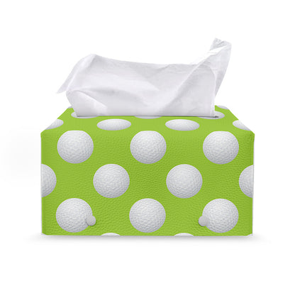 Green Golf Ball Pattern Print Leather Tissue Box Cover