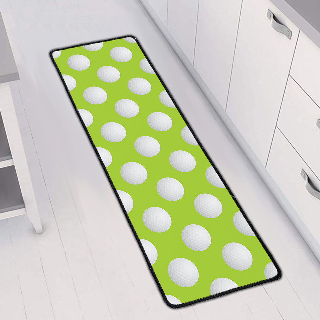 Green Golf Ball Pattern Print Long Kitchen Mat