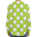 Green Golf Ball Pattern Print Long Sleeve Baseball Jersey