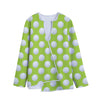 Green Golf Ball Pattern Print Long Sleeve Short Coat