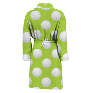 Green Golf Ball Pattern Print Men's Bathrobe