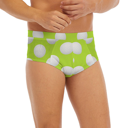 Green Golf Ball Pattern Print Men's Briefs