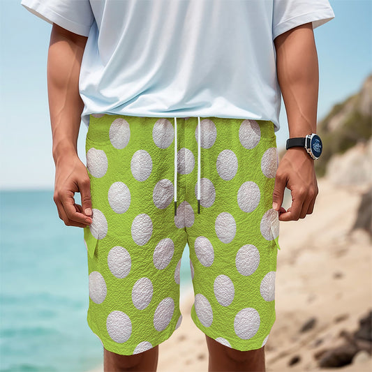 Green Golf Ball Pattern Print Men's Cargo Shorts
