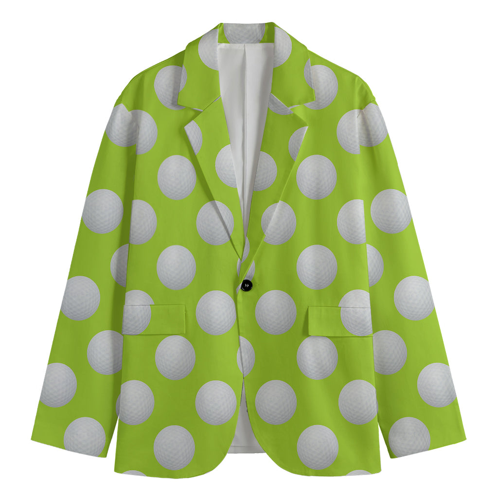 Green Golf Ball Pattern Print Men's Cotton Blazer