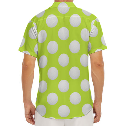 Green Golf Ball Pattern Print Men's Deep V-Neck Shirt