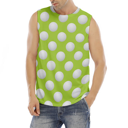 Green Golf Ball Pattern Print Men's Fitness Tank Top