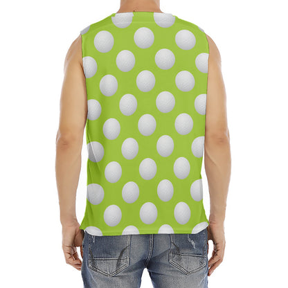Green Golf Ball Pattern Print Men's Fitness Tank Top