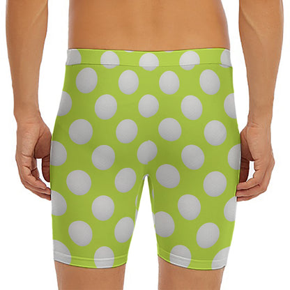 Green Golf Ball Pattern Print Men's Long Boxer Briefs