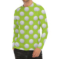 Green Golf Ball Pattern Print Men's Long Sleeve Rash Guard