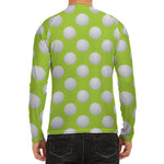 Green Golf Ball Pattern Print Men's Long Sleeve Rash Guard
