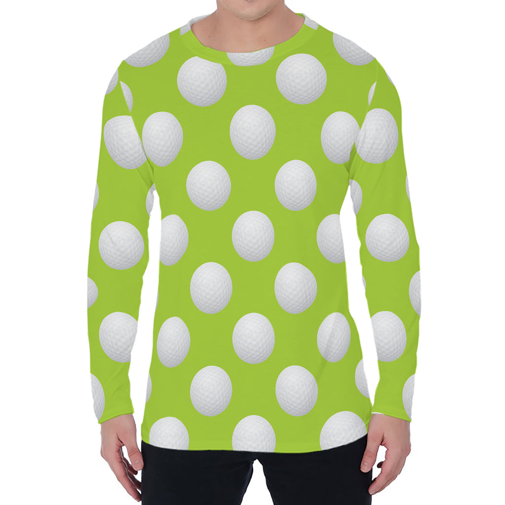 Green Golf Ball Pattern Print Men's Long Sleeve T-Shirt