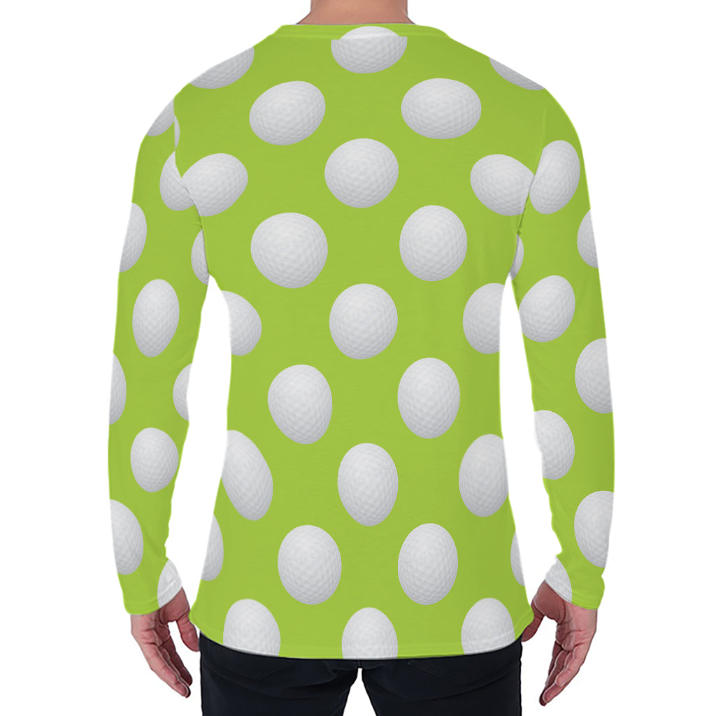Green Golf Ball Pattern Print Men's Long Sleeve T-Shirt