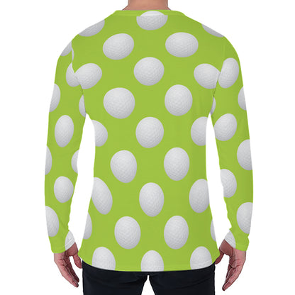 Green Golf Ball Pattern Print Men's Long Sleeve T-Shirt